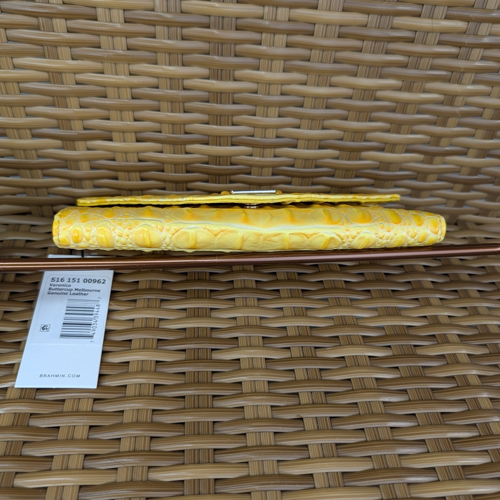 Brahmin Veronica Buttercup Melbourne Yellow Croc Embossed Leather Clutch Wallet - Picture 8 of 16